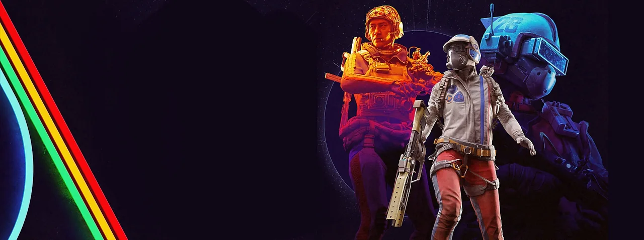 Key art for ARC Raiders featuring three differently outfitted Raiders, cast in bold colors.
