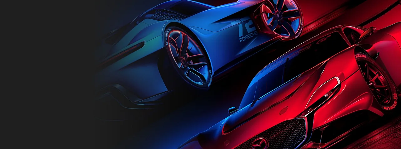 Gran Turismo artwork showing two of the GT Concept cars available in the game