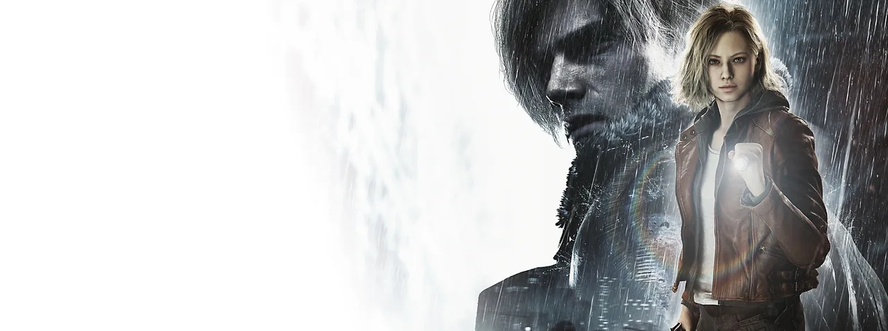 Resident Evil Requiem key art depicting Grace Ashcroft holding a torch, and Leon Kennedy in the background